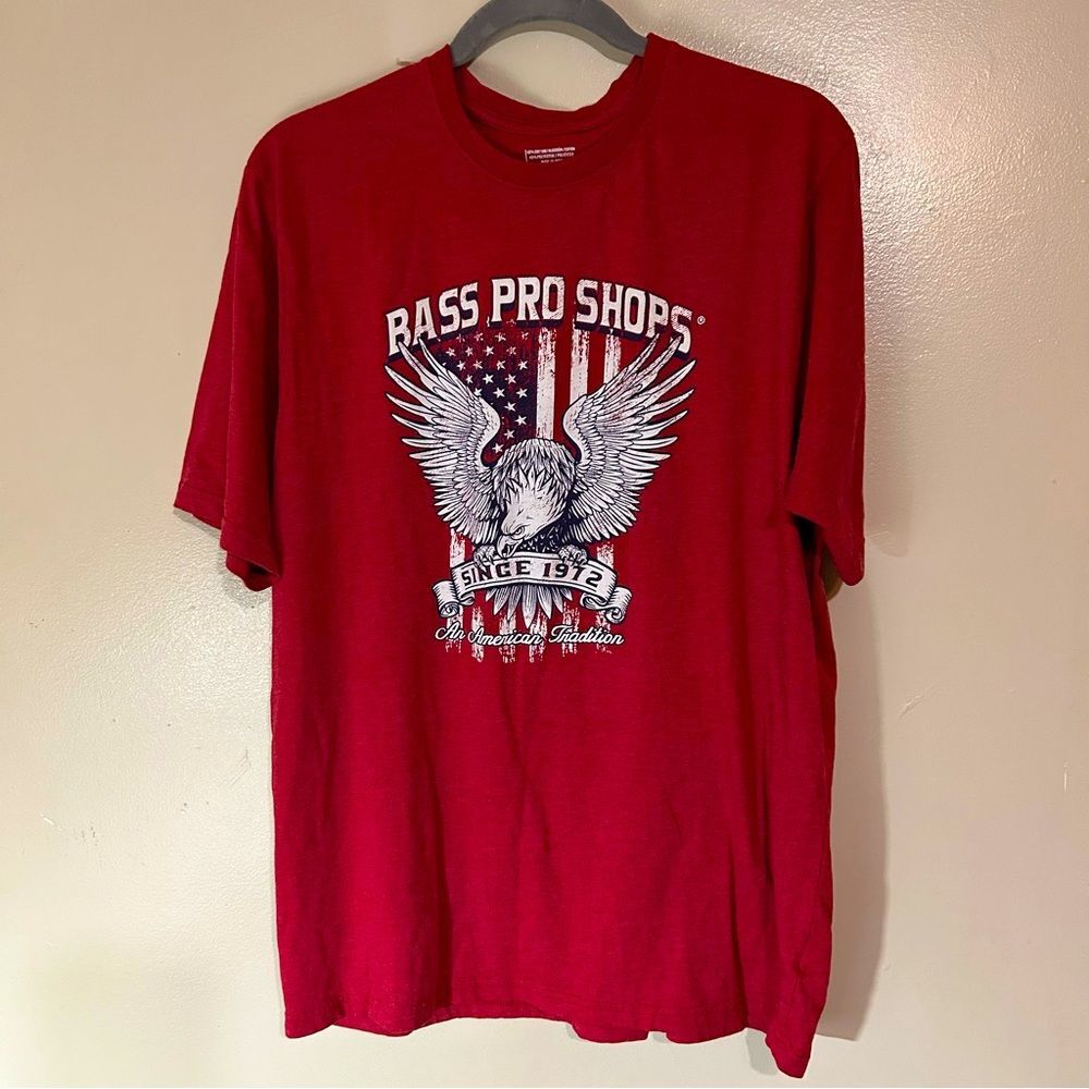 Bass Pro Shops Since 1972 Heather Red Short Sleeve Unisex T-Shirt Adult Large